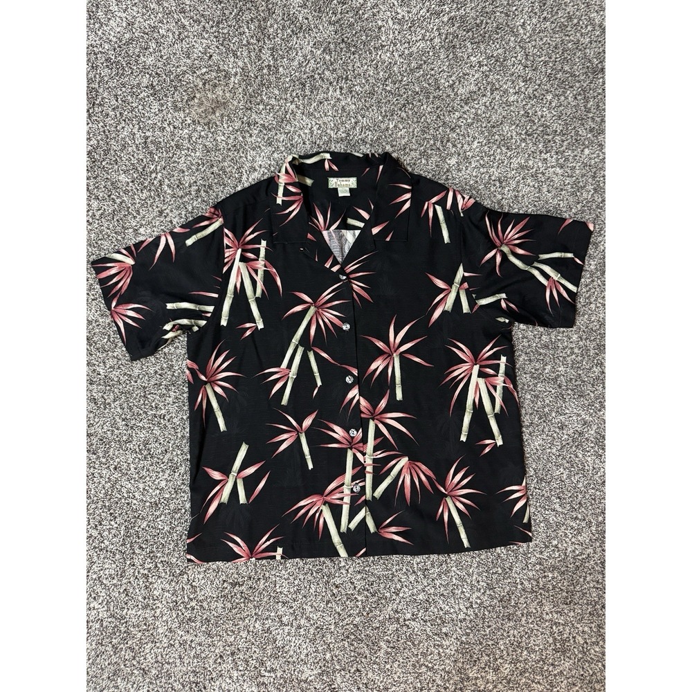 Tommy Bahama Men's‎ 100% Silk Shirt Black Short Sleeve Island Button Up Sz L